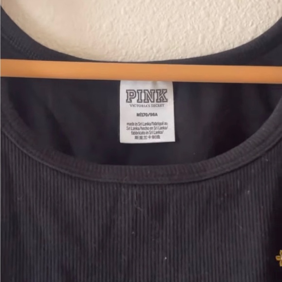 PINK Victoria's Secret Black Sleeveless Embellished Crop Top - Picture 3 of 6